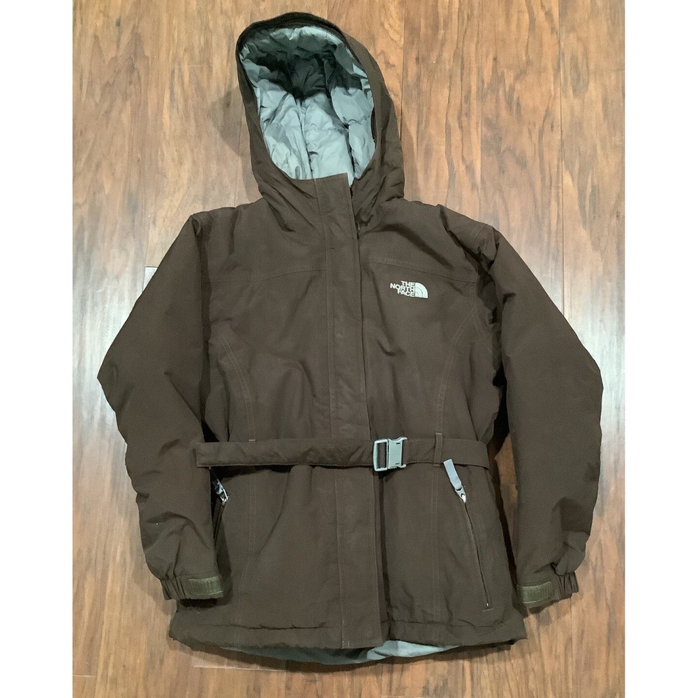 Vintage North Face  Goose Down Belted Jacket Brown Winter Girls L
